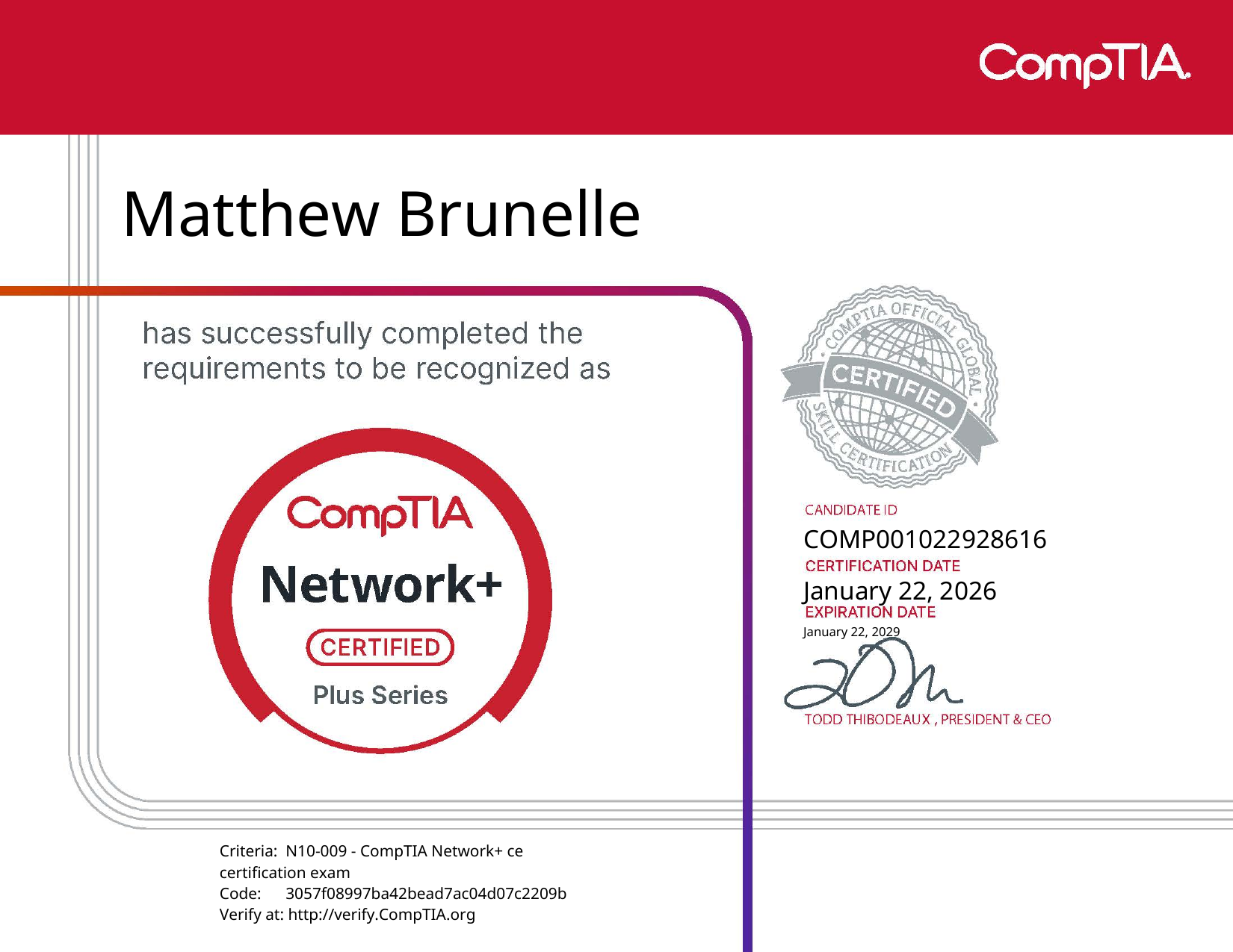 CompTIA Network+ certificate preview