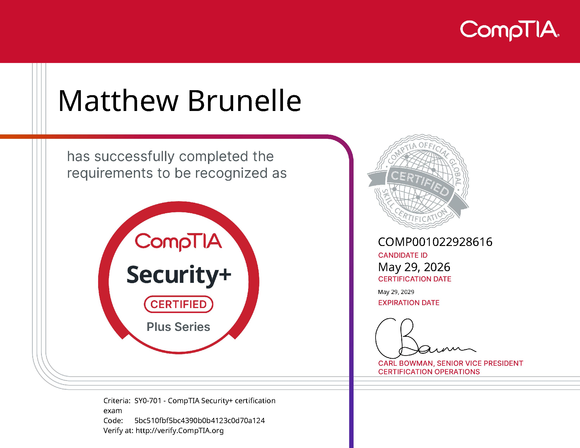 CompTIA Security+ certificate preview